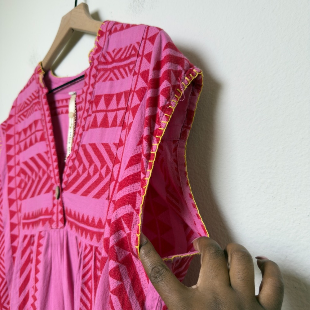 Anthropologie Uncle Frank Frankie Dress Medium Pink Patchwork Boho Western - Picture 5 of 11